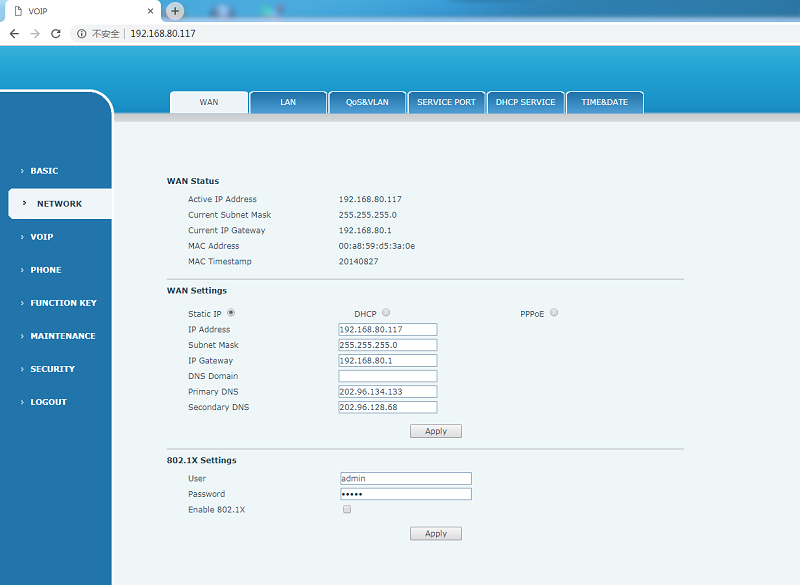 set voip phone in network