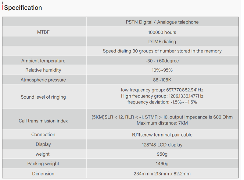 Digital Analogue Telephone specification