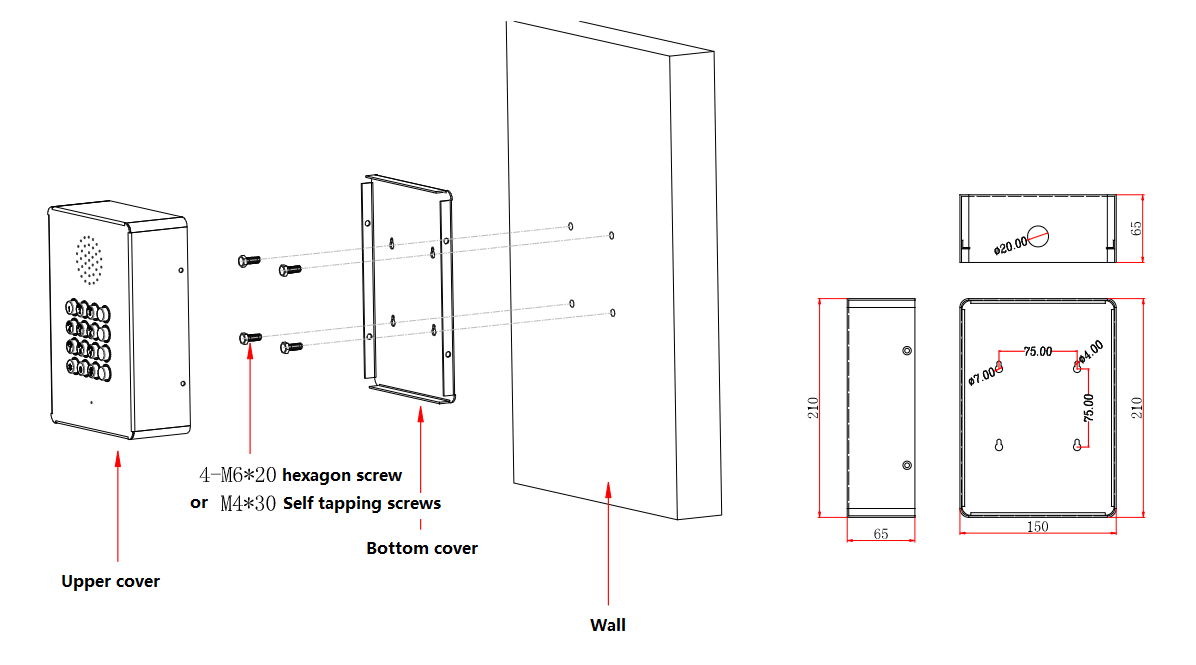 wall mounted intercom size