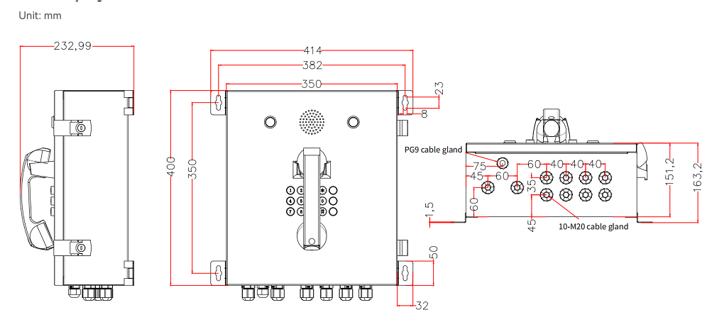 fiber optic telephone size