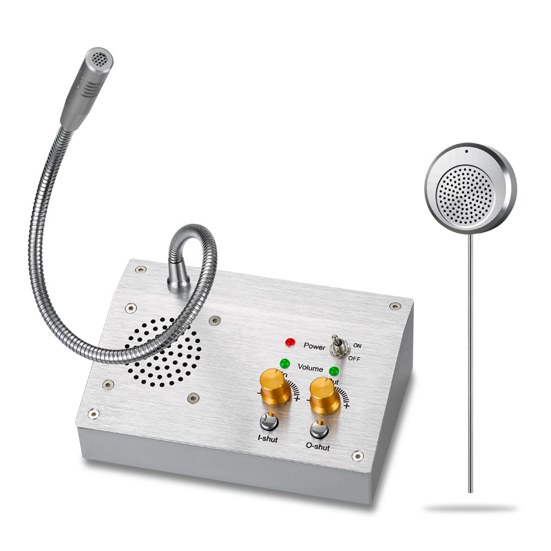 Window Intercom Dual-Way Intercommunication Microphone and Speaker Bank  Window Intercom Glass Window Microphone Anti-Interference Noise Free for